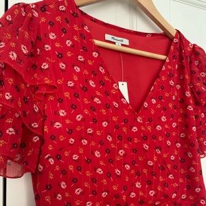 Madewell Metallic Prairie Tiered Sleeve Peplum Top